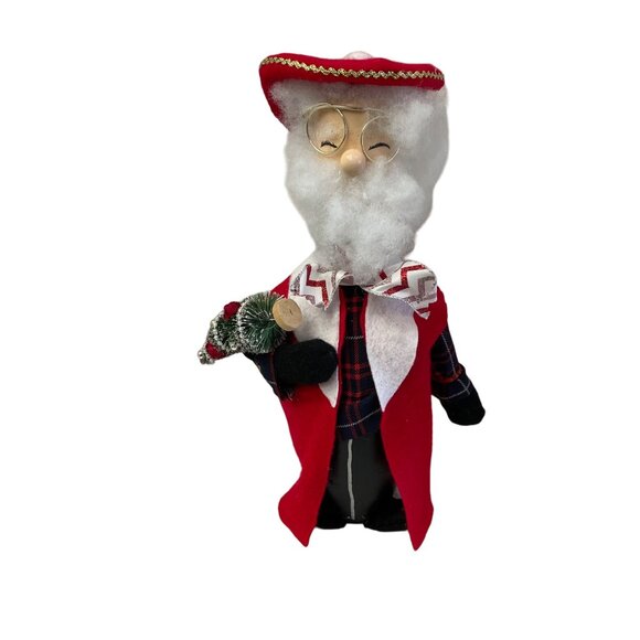 Santa Clause With Red Jacket Faux Glasses Carrying a Tree Wood Body Shoes On Pla - Picture 13 of 13